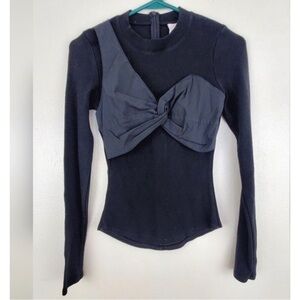 Cinq a sept Shiloh twisted overlay long sleeve top black XS